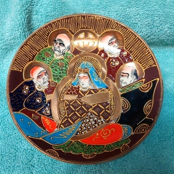 Vintage* Nagoya Satsuma Moriage Immortals Cup and Saucer Set - Picture 2 of 13